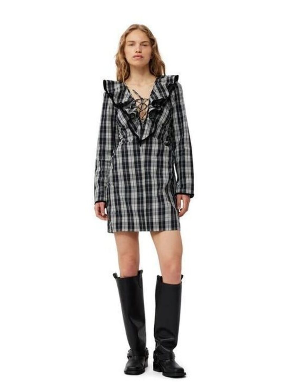 Ganni Shirred Poplin Dress